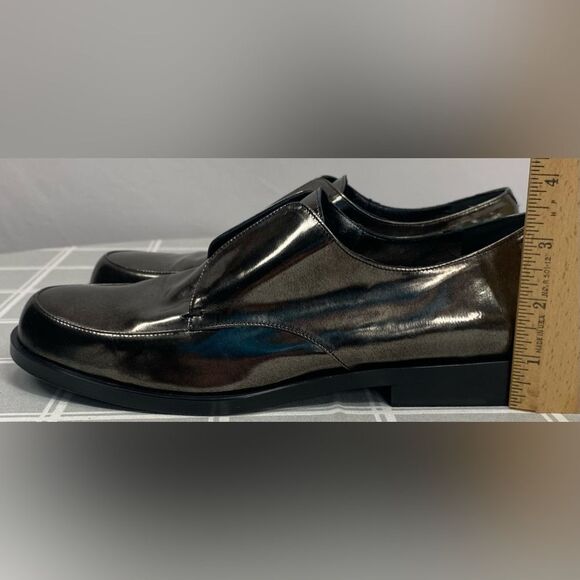 Calvin Klein Collection J4020 Metallic Anthracite Loafer Shoes Italy Size 37.5 - Picture 9 of 14